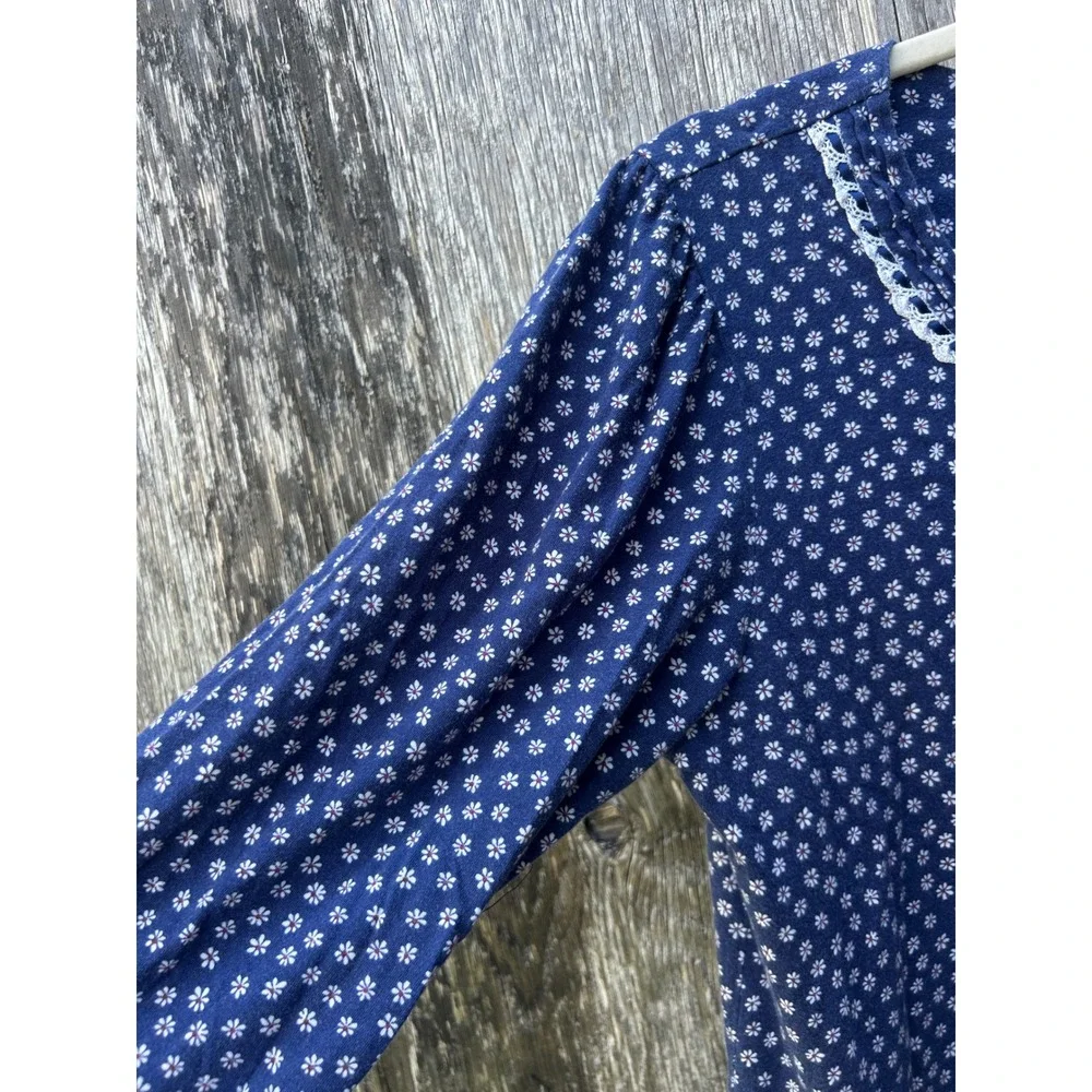 Eileen West Floral Sleep Shirt Tunic‎ Women's Small Cottagecore Lace Nightgown